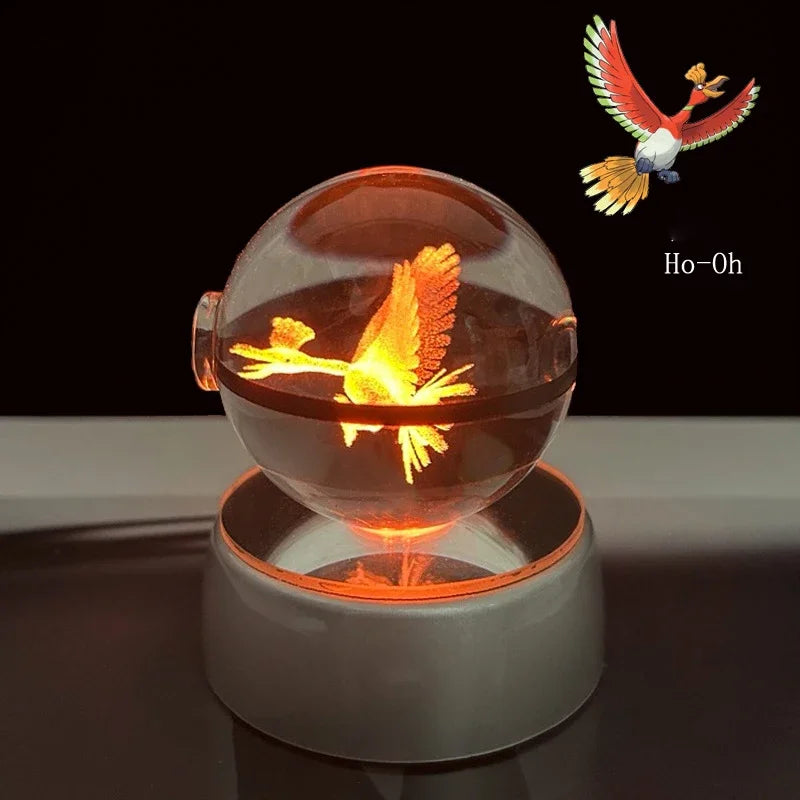 Pokemon 3D Crystal Ball Anime Game Pokeball Rainbow Led Night Light