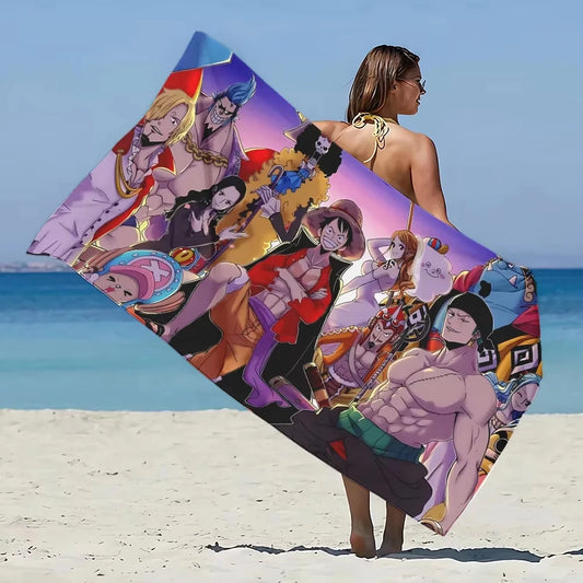 Anime One PIECES Luffys Gear 5 Beach Towel Microfiber Sand Free Quick Dry Pool Towels Gift for Women Travel Gym Shower Camping