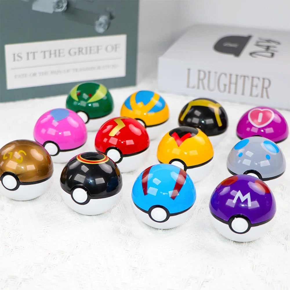 12PCS Pokemon Ball Pokeball Pikachu Pokeball Action Figure Cartoon Anime Kawaii Doll Poke Ball Collection Kids Birthday Gifts