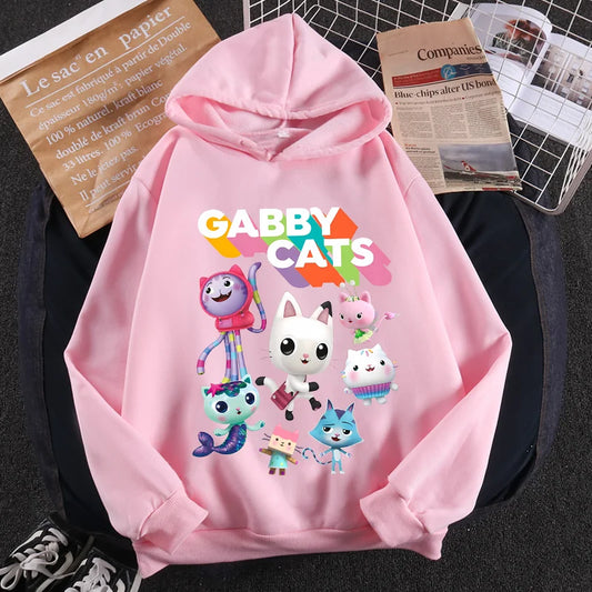 Gabby Dollhouse Sweatshirt Cute Anime Cartoon Girls Cotton Fashion Casual Sports Thin Tops Spring Autumn Children Clothes Gifts