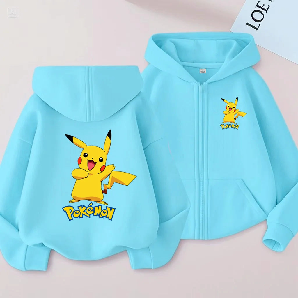 Children's Zipper Style Anime Movie Electric Mouse Print Sweatshirt Coat Boys Girls3-12Yrs Hoodie Sports Casual Cardigan Clothes