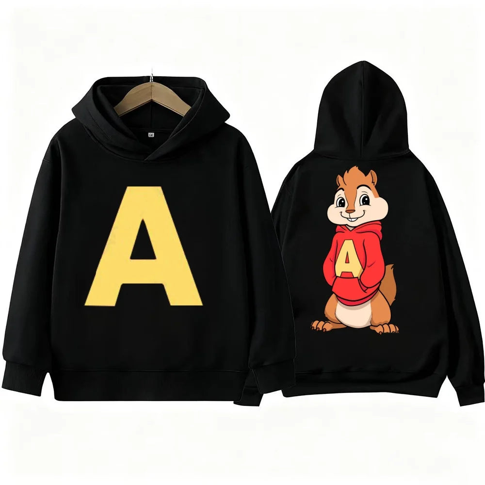 Cartoon Kid Boy Hoodie Alvin and The Chipmunks Green and Red Children's Hoodies Movie Promotion Animation Long Sleeve Sweatshirt