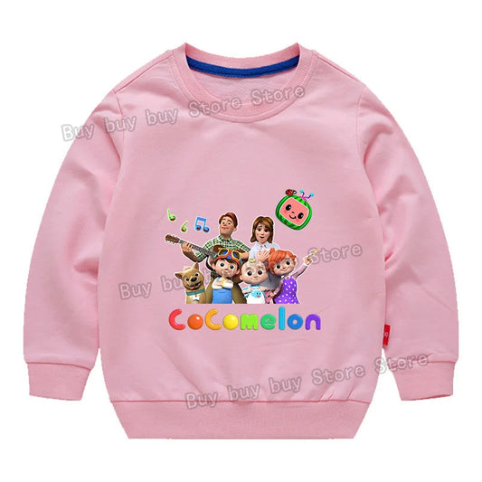 Cocomelons Sweatshirt Kids Cartoon Cotton Pullover Long Sleeve Clothing Boys Girls Hoodie Autumn Spring Tops Clothes Sportswear