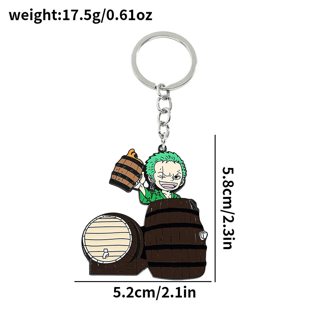 Anime Keychain Luffy Zoro Ace Sabo Metal Pendant Key Chain for Friends Bag Backpack Keyrings Ornament Gifts