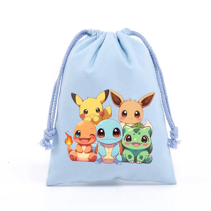 Pokemons Pikachu Storage Drawstring Bag Party Candy Package Cartoon Gengar Charizard Portable Boy Key Pouch Kids Gift Bags