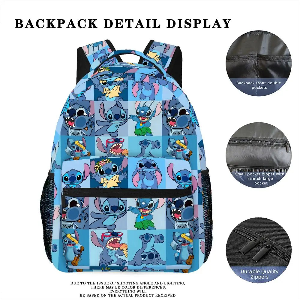 Disney Stitch Backpack, Casual Bag, Large Capacity, High-Quality Gift, Personalized Daily Use