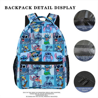 Disney Stitch Backpack, Casual Bag, Large Capacity, High-Quality Gift, Personalized Daily Use