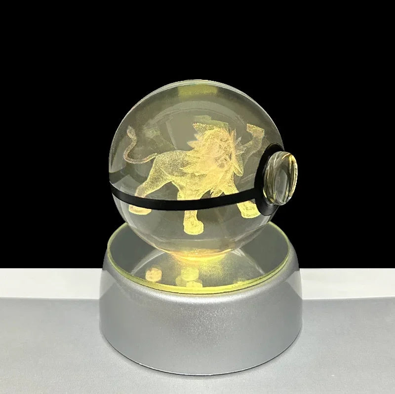 Pokemon 3D Crystal Ball Anime Game Pokeball Rainbow Led Night Light