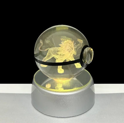 Pokemon 3D Crystal Ball Anime Game Pokeball Rainbow Led Night Light
