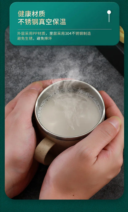 One Piece Double Layer Anti-scalding Stainless Steel Cups Kid Plastic Handle Coffee Milk Mug Luffy Water Cup Home Office Tumbler