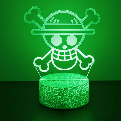 One Piece Zoro Luffy Nami Anime Night Lights Action Figure 3D LED Color Changing Toys Doll Usopp Sanji Chopper Hancock