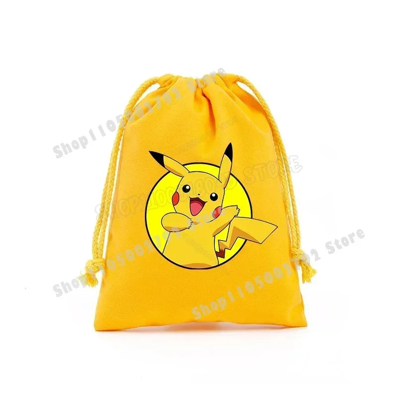 Pokemons Pikachu Storage Drawstring Bag Party Candy Package Cartoon Gengar Charizard Portable Boy Key Pouch Kids Gift Bags