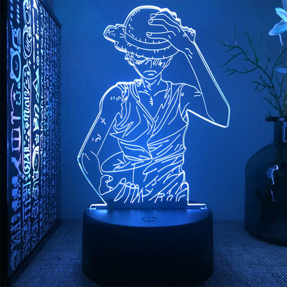 One Piece Zoro Luffy Nami Anime Night Lights Action Figure 3D LED Color Changing Toys Doll Usopp Sanji Chopper Hancock