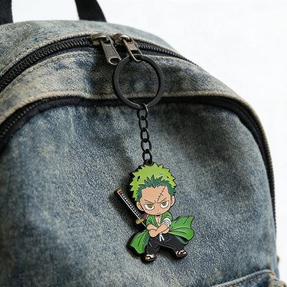 One Piece Anime Keychain Set - Monkey D. Luffy & Roronoa Zoro Cartoon Characters Backpack Decoration Collectible Gift