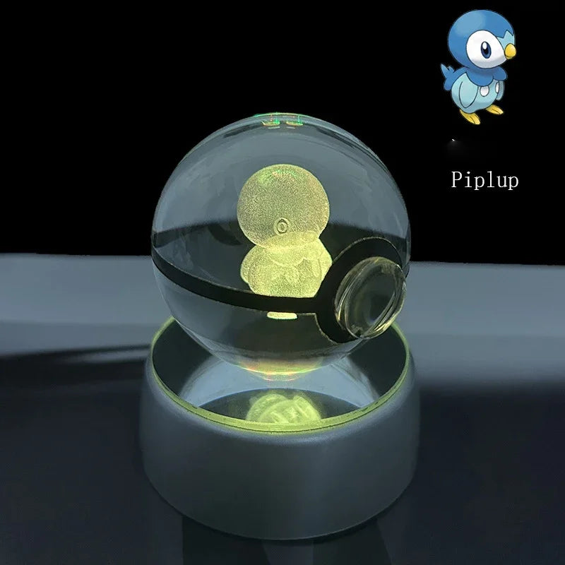Pokemon 3D Crystal Ball Anime Game Pokeball Rainbow Led Night Light