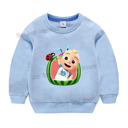 Cocomelons Sweatshirt Kids Cartoon Cotton Pullover Long Sleeve Clothing Boys Girls Hoodie Autumn Spring Tops Clothes Sportswear