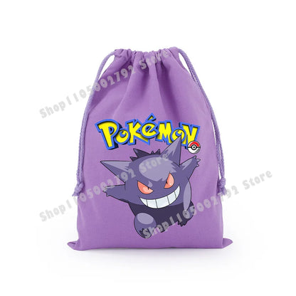 Pokemons Pikachu Storage Drawstring Bag Party Candy Package Cartoon Gengar Charizard Portable Boy Key Pouch Kids Gift Bags