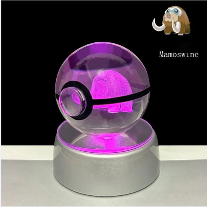 Pokemon 3D Crystal Ball Anime Game Pokeball Rainbow Led Night Light