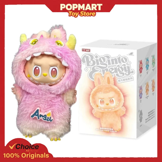 POP MART LABUBU V3 Big Into Energy Pink Monster Authentic Dressed Doll Set with Clothes Outfit Included Original Figure Gift