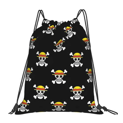 One Piece Zoro Skull Backpack Drawstring Sports Bags Gym Bag Water Resistant  String Sackpack for Exercise