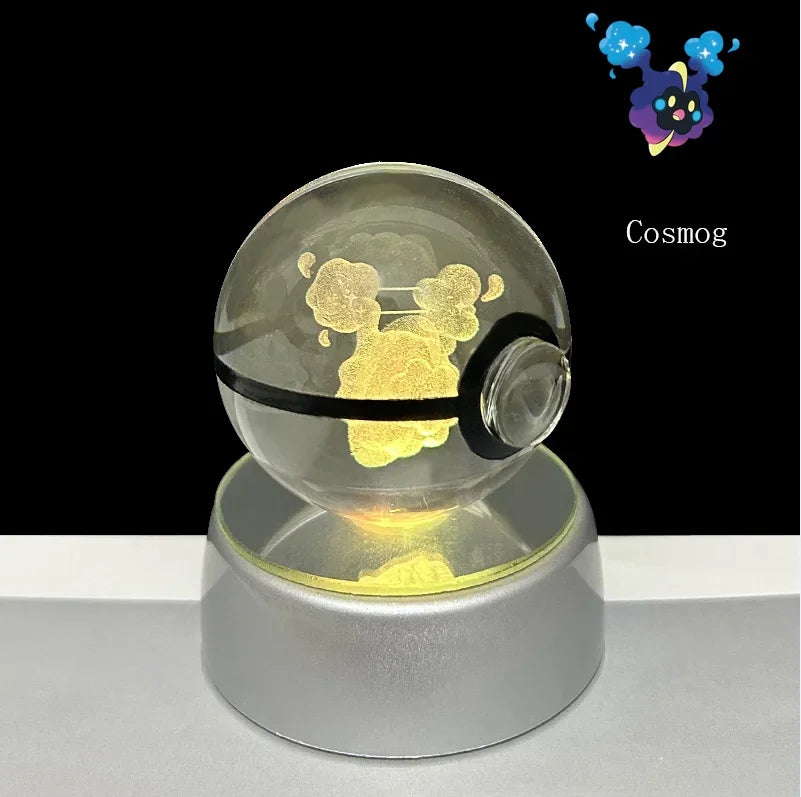 Pokemon 3D Crystal Ball Anime Game Pokeball Rainbow Led Night Light