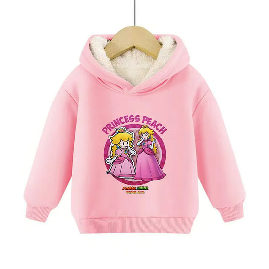 Super Marios Bros Hoodie for Kids Child Sweatshirt Fleece Thick Long-sleeved Clothes Boys Girls Winter Warm Tops Clothing Gifts