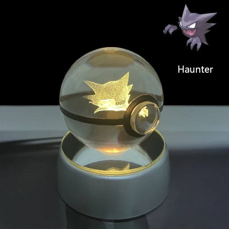 Pokemon 3D Crystal Ball Anime Game Pokeball Rainbow Led Night Light