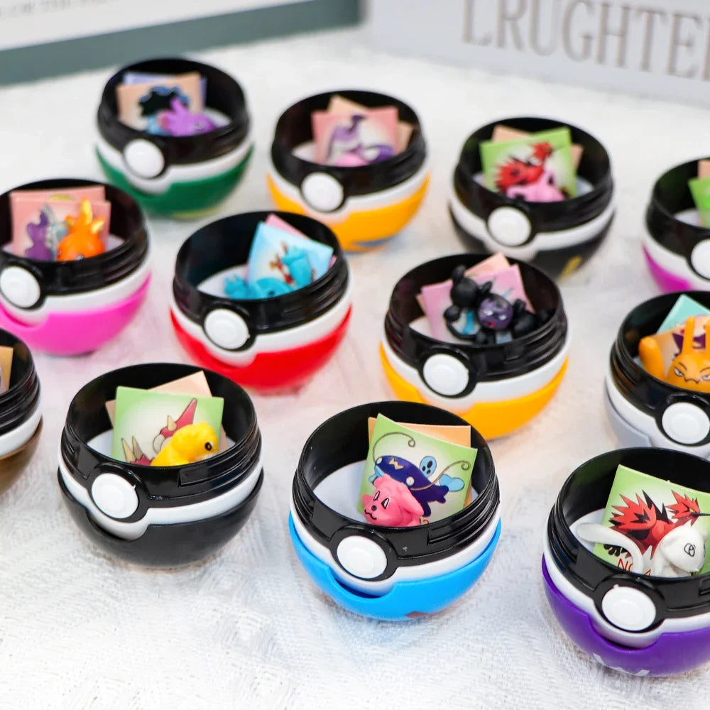 12PCS Pokemon Ball Pokeball Pikachu Pokeball Action Figure Cartoon Anime Kawaii Doll Poke Ball Collection Kids Birthday Gifts