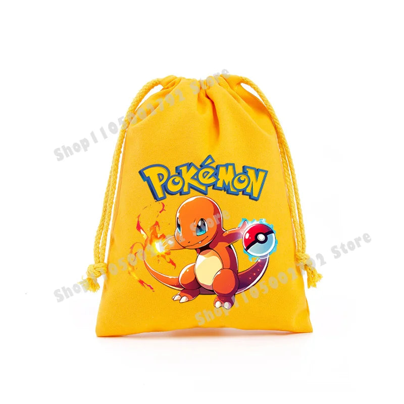 Pokemons Pikachu Storage Drawstring Bag Party Candy Package Cartoon Gengar Charizard Portable Boy Key Pouch Kids Gift Bags