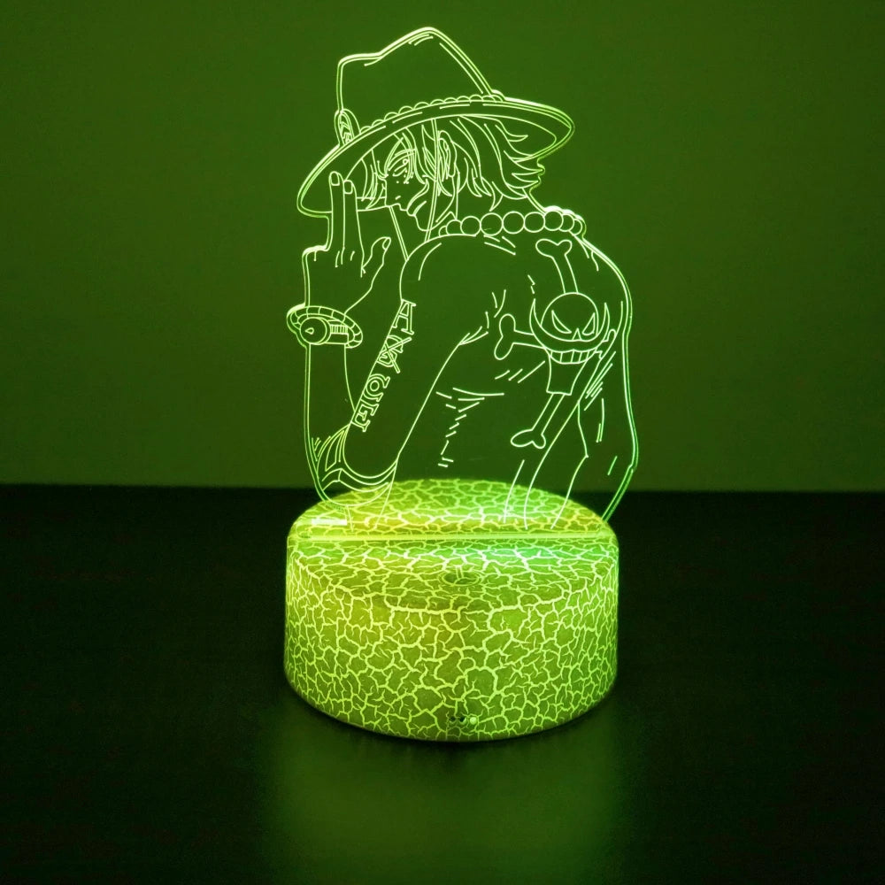 One Piece Zoro Luffy Nami Anime Night Lights Action Figure 3D LED Color Changing Toys Doll Usopp Sanji Chopper Hancock