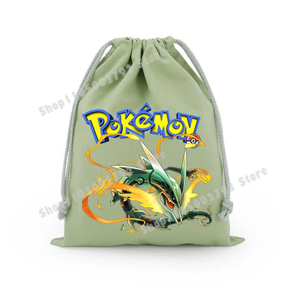 Pokemons Pikachu Storage Drawstring Bag Party Candy Package Cartoon Gengar Charizard Portable Boy Key Pouch Kids Gift Bags