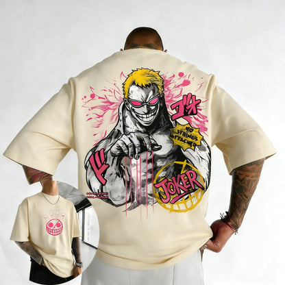 ONE PICE Men's Summer Cotton T-shirt 2026 New Doflamingo Anime Printing Trend Versatile Large Loose Casual Y2K Parent Child Top