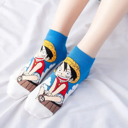 Hot Bandai ONE PIECE Men Boat Socks Luffy Chopper Anime Figure Cartoon Low Socks for Women Spring Summer 100% Cotton Socks