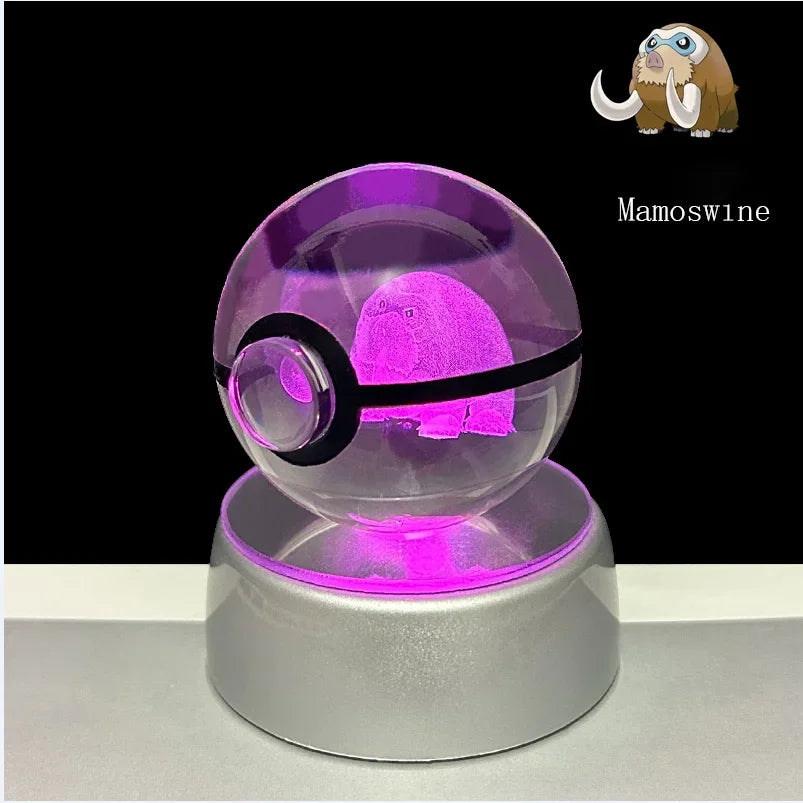 Pokemon 3D Crystal Ball Anime Game Pokeball Rainbow Led Night Light