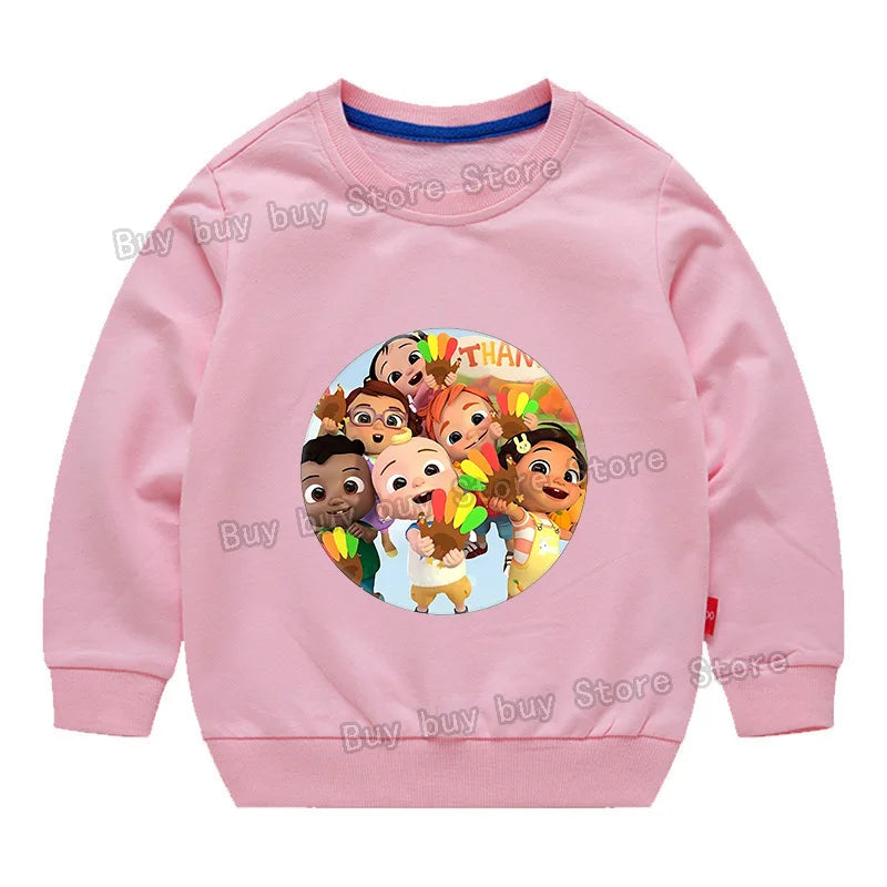 Cocomelons Sweatshirt Kids Cartoon Cotton Pullover Long Sleeve Clothing Boys Girls Hoodie Autumn Spring Tops Clothes Sportswear