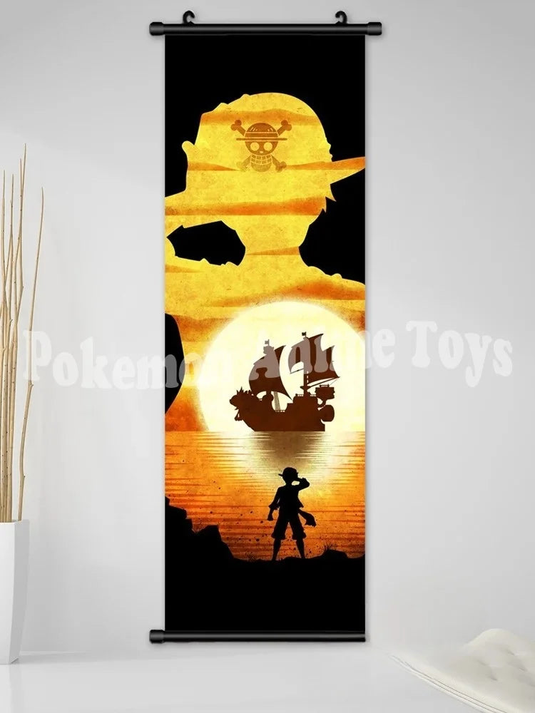 Home Decoration Anime Wall One Piece Artwork Luffy Painting Zoro Hanging Scrolls Sanji Canvas Printed Janpanese Picture Poster