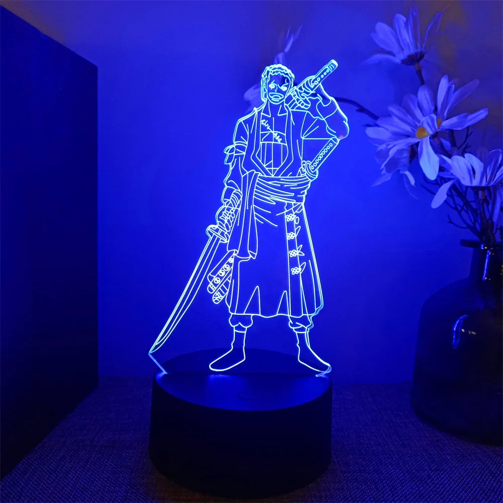 One Piece Zoro Luffy Nami Anime Night Lights Action Figure 3D LED Color Changing Toys Doll Usopp Sanji Chopper Hancock