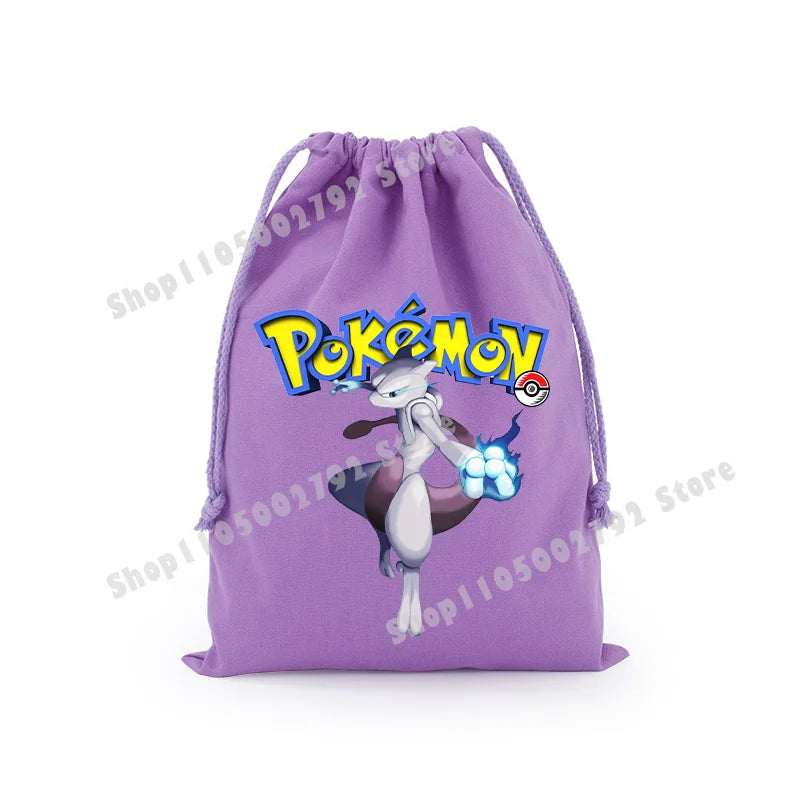 Pokemons Pikachu Storage Drawstring Bag Party Candy Package Cartoon Gengar Charizard Portable Boy Key Pouch Kids Gift Bags