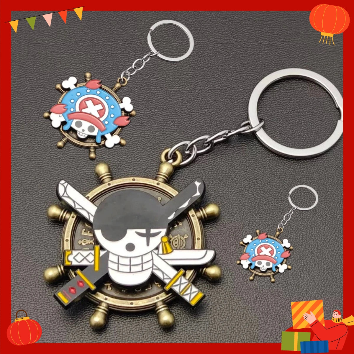 One Piece Luffy Anime Keychain, Cute Metal Cartoon   School Bag Ornament, Birthday Gift for