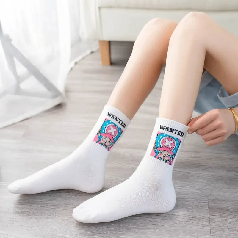 New One Piece Cotton Stockings Women Men Cute Socks Cartoon Anime Derivative Peripherals Basketball Sock Birthday Party Gifts