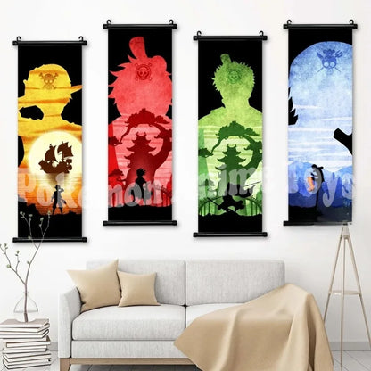 Home Decoration Anime Wall One Piece Artwork Luffy Painting Zoro Hanging Scrolls Sanji Canvas Printed Janpanese Picture Poster