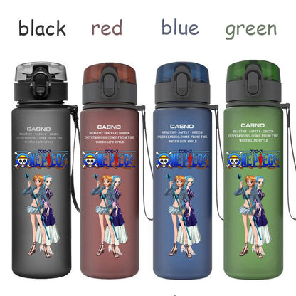 560ML One Piece Water Cup Children Portable Plastic Cartoon Luffy Nami Ace Outdoor Large Capacity Sport Water Drinking Bottle