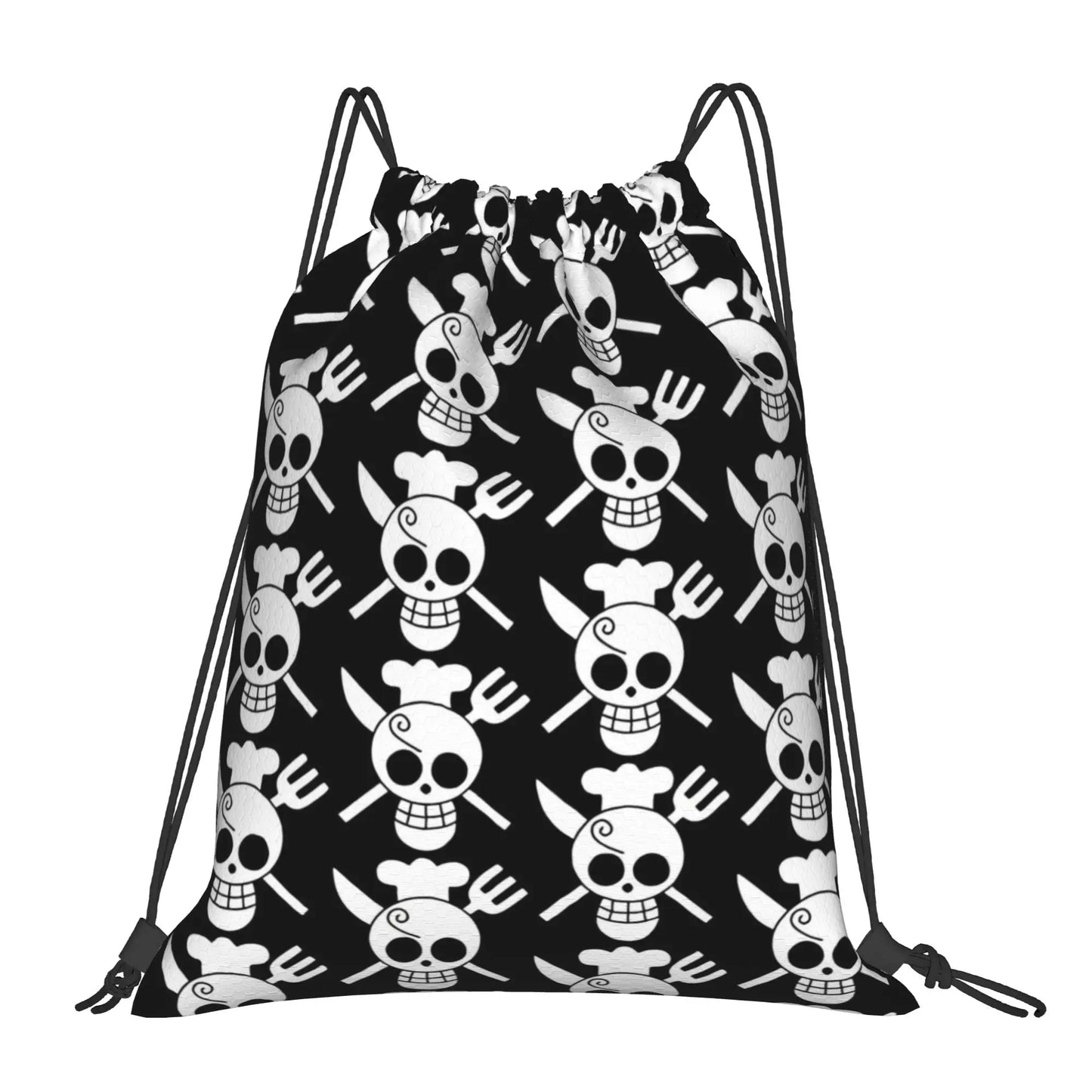 One Piece Zoro Skull Backpack Drawstring Sports Bags Gym Bag Water Resistant  String Sackpack for Exercise