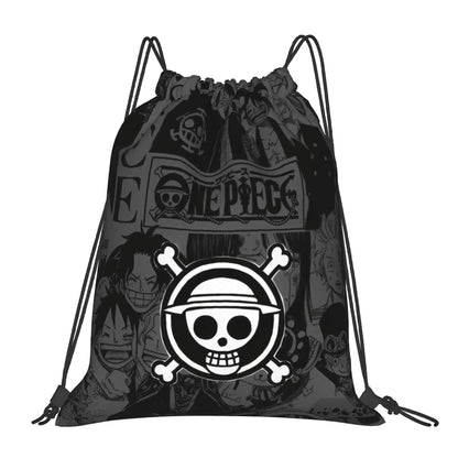 One Piece Zoro Skull Backpack Drawstring Sports Bags Gym Bag Water Resistant  String Sackpack for Exercise