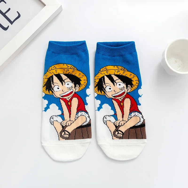 Hot Bandai ONE PIECE Men Boat Socks Luffy Chopper Anime Figure Cartoon Low Socks for Women Spring Summer 100% Cotton Socks