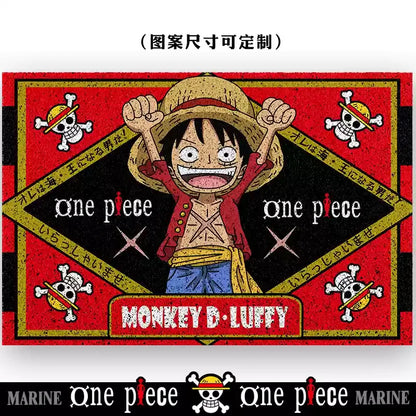 Hot Selling One Piece Anime Cartoon Home Entrance Silk Circle Floor Mat Cuttable Pvc Floor Door Mats Non-Slip Washable Mat Carpe