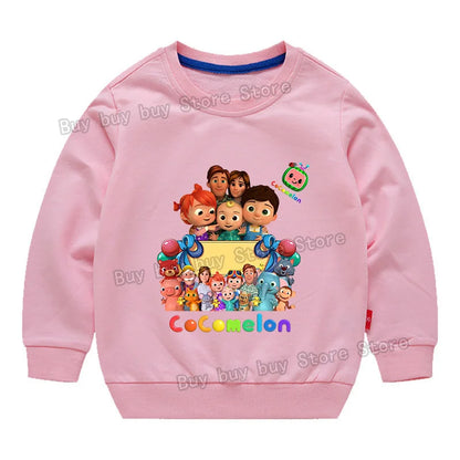 Cocomelons Sweatshirt Kids Cartoon Cotton Pullover Long Sleeve Clothing Boys Girls Hoodie Autumn Spring Tops Clothes Sportswear
