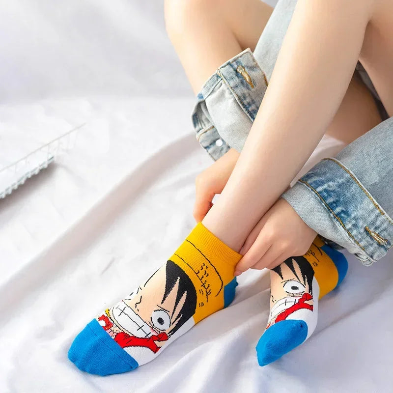 Hot Bandai ONE PIECE Men Boat Socks Luffy Chopper Anime Figure Cartoon Low Socks for Women Spring Summer 100% Cotton Socks
