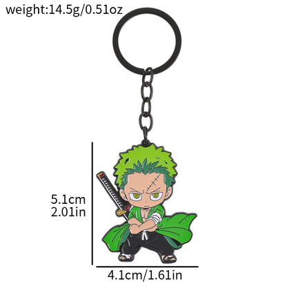 One Piece Anime Keychain Set - Monkey D. Luffy & Roronoa Zoro Cartoon Characters Backpack Decoration Collectible Gift