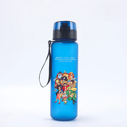 650ml Ones Piece Kids Water Bottle Sport Anime Zoro-Luffy-Cute Boy Travel Lifting Rope Portable Drink Water Bottle Birthday Gift